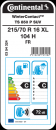 Continental WinterContact TS 850 P SUV 215 / 70 R16 104H XL